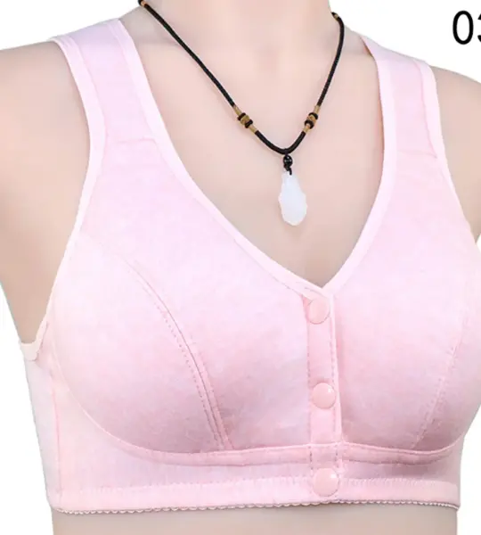 Comfortable Solid Seamless Front Button Front Open Bra